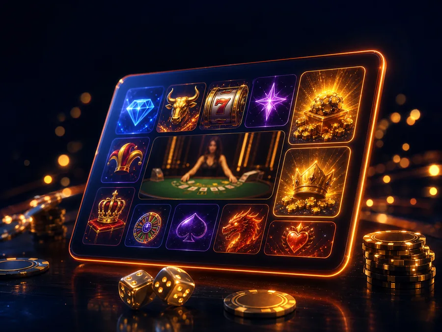 Lobby de jeux de casino en ligne avec machines à sous