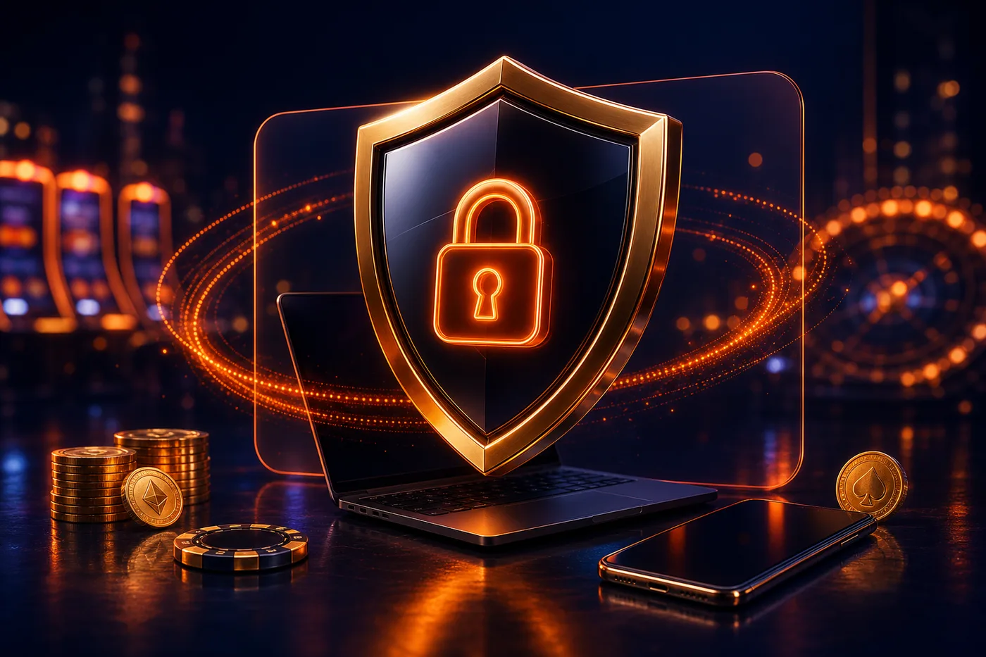 Bouclier et cadenas symbolisant la protection des données chez Nine Casino