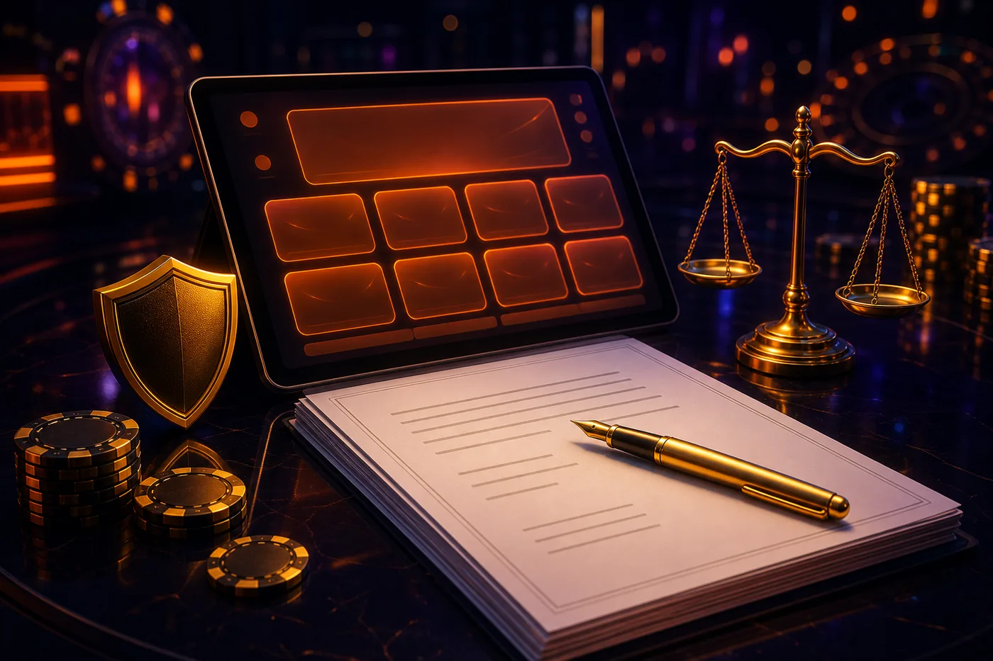 Document de conditions générales posé sur un bureau avec un stylo